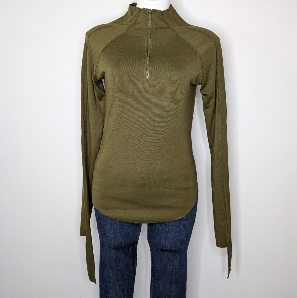 Tribe Kelley green long sleeve 1/3 zip pullover top M